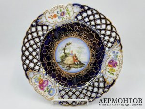 Тарелки Галантные сцены. Франция, Sevres, 19 век. Фарфор, роспись.
