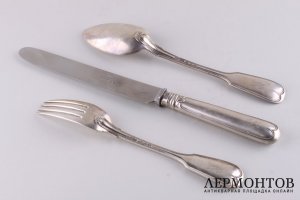 Набор столовых приборов. Серебро 84 пробы. Nichols and Plinke. Российская империя. 1859 г.