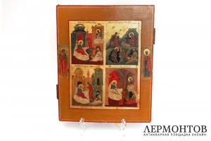 Икона четырехчастная Доброчадие  в окладе. Россия, начало 19 в.
