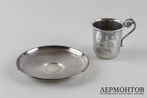 Кофейная пара в классическом стиле. Серебро 950 пробы. Франция, XIX в.