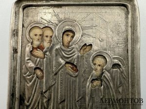 Икона Явление Богородицы Сергию Радонежскому. Россия, 19 век. Серебро 84 пробы.
