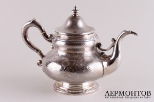 Чайник в технике гильоше. Auguste Fizaine. Серебро 950 пробы. Франция, XIX в.