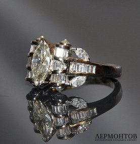 Кольцо  с бриллиантами 2,13 k.  Золото 750 пробы.