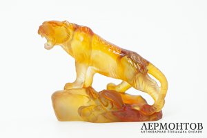 Статуэтка Тигр. Франция, фирма Daum, коллекция Zodiac, 2010 г. Хрусталь. Новая.