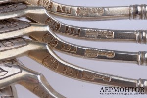 Набор чайных ложек. Иван Хлебников. Серебро 84 пробы. Российская империя