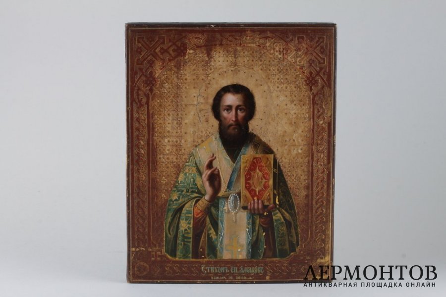 Икона Св. Тихон. Дерево, сусальное золото, масло. Российская империя, конец XIX века