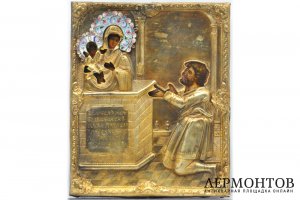 Икона Богоматерь Нечаянная радость. 1848 г. Владимир, Россия. Оклад - серебро, эмаль