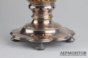 Самовар-яйцо дольное. Братья Хенненберг. Латунь, серебрение. Российская империя, XIX век.