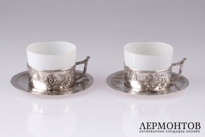 Две чайных пары Lapeyre. Серебро 950. Франция