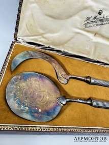 Сервировочный набор для мороженого в футляре. Серебро 800 пробы, H. Meyen & Co., Германия, начало 20 века