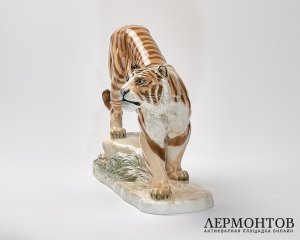 Статуэтка «Крадущийся тигр». Фарфор, Hutschenreuther, Германия
