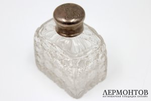 Флакон с княжеской монограммой. Серебро 84 пр., хрусталь. ИСЗ, Хлебников, 1880-90е гг