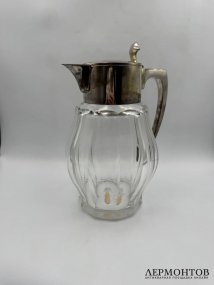 Кувшин для напитков. Серебро 800 пробы, хрусталь, Bruckmann, Германия, 1910–1920 годы