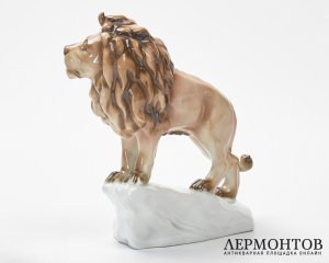 Статуэтка «Лев». Фарфор, Galluba & Hofmann, Германия, 1905–1937 годы
