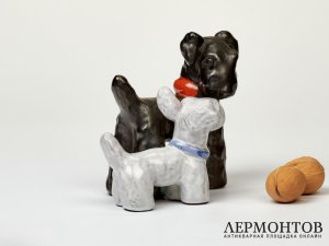 Статуэтка «Скотчтерьер и фокстерьер». Керамика, Keramia Znojmo, Чехословакия, 1951–1970 годы