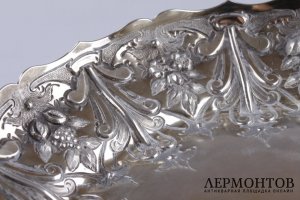 Ваза для фруктов и сладостей на ножке в викторианском стиле. Серебро 925. Англия