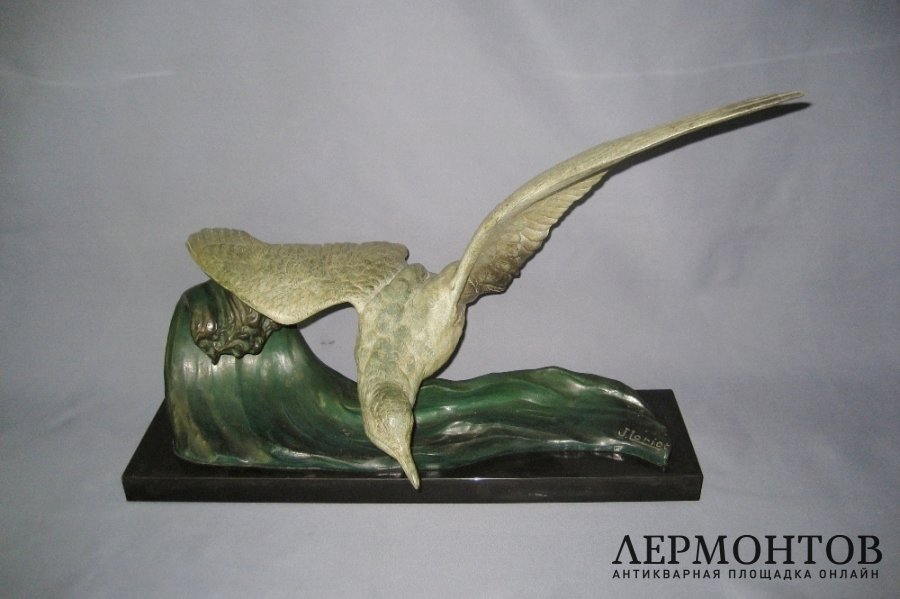 Альбатрос. J. Loriot. Металл, мрамор, ручная роспись. Франция, 20-30-е годы ХХ века. 
