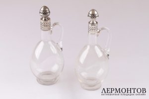 Пара графинов. Серебро 950, стекло. Франция