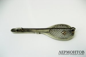 Брошь. Серебро 950 пробы, золото 585 пробы. Франция. 