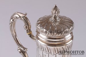 Большой кофейник в стиле рококо. Серебро 950 пробы. Франция