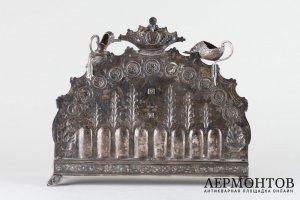 Ханукия с масляными светильниками. Серебро 925 пробы. Германия.