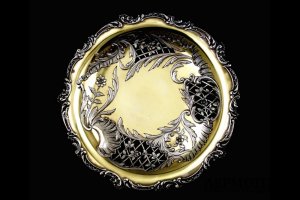 Вазочка сухарница Lefebvre. Серебро 950 пробы, золочение. Франция