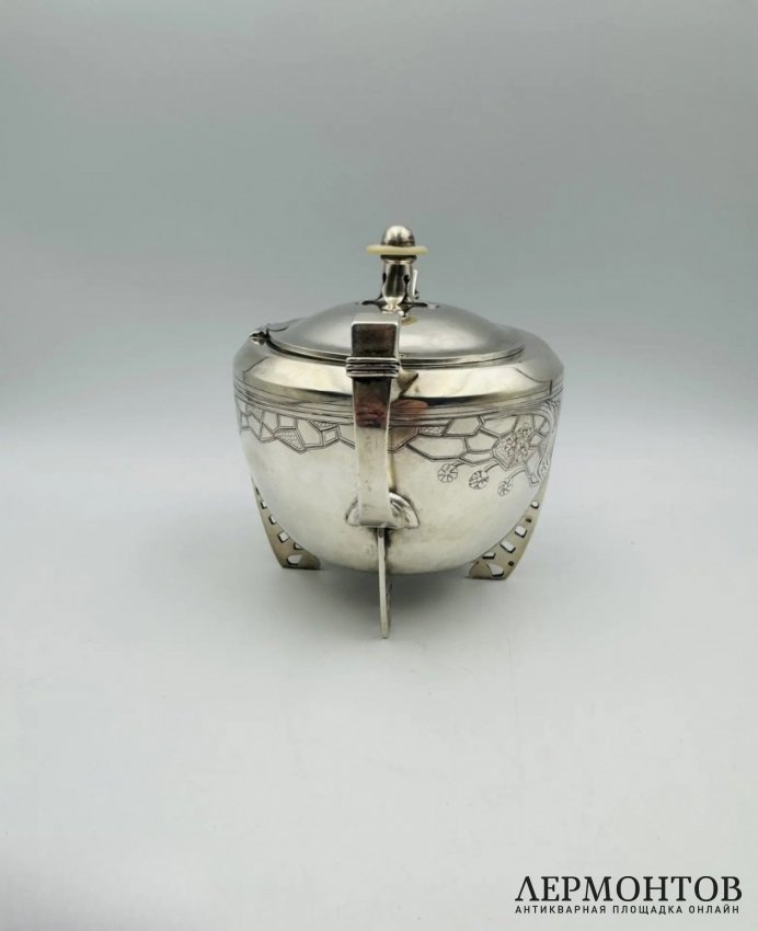 Сахарница в стиле модерн. Серебро 84 пробы, 5-я артель, Россия, 1908–1917 годы