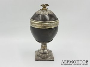 Кубок натуралия из кокоса За здравие Царя. Россия, 18 век. Серебро 84 пробы.