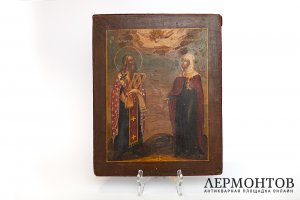 Икона Василий и Параскева. Россия. 18 в.  Дерево,левкас,темпера. 