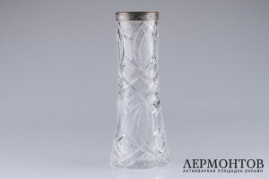 Ваза для цветов. СССР, 1977 г. Серебро 875, хрусталь.