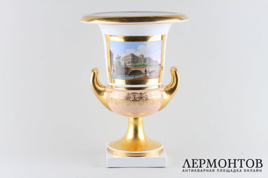 Ваза-кратер с пейзажами старого Берлина. Фарфор, роспись. KPM, начало ХХ века.