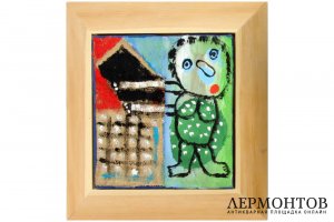 Картина. Дача, 2005 г. Ланг Олег Владимирович. Холст, акрил, мешковина