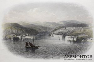 Гравюра. Вид на Севастополь с высоты птичьего полета. Лондон. 1860-е. 