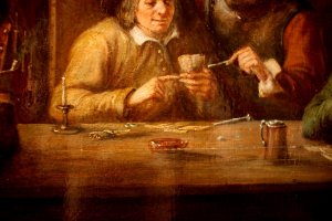 Картина. Игра в карты. Неизвестный художник. Вторая половина XIX века. Доска, масло. 