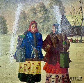 Шкатулка Соперницы. СССР, Федоскино, 1949 год.