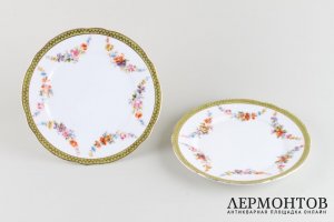 Тарелки десертные, 2 шт. Фарфор, роспись. Гарднер, Российская империя, XIX в.