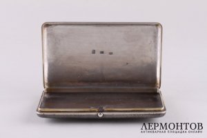 Портсигар с черневым узором. Серебро 84 пробы.  Россия, 1863 год.