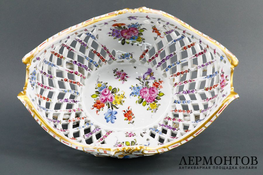 Ваза для фруктов.  Фарфор, роспись. Франция, Porcelaine de Paris, 1887-1920.