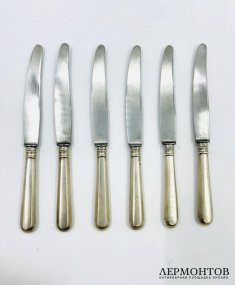 Набор десертных ножей на 6 персон. Серебро 84 пробы, И. Хлебников, клинки для Г. Фаберже, Россия, конец 19 века