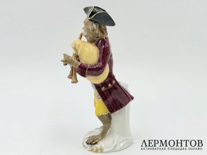 Статуэтка Обезьяний оркестр волынщик. Германия, кон. 18 века. фарфор, роспись.