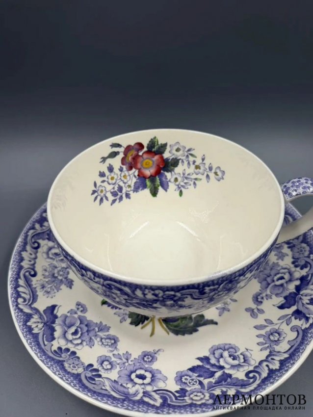 Чайная пара «Mayflower». Фаянс, роспись, Copeland Spode, Англия, 1920–1940 годы