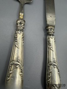 Набор сервировочных приборов. Серебро 84 пробы, сталь, Россия, 1908–1917 годы