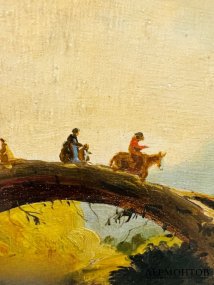 Картина «Путешествие». Холст, масло, подпись Z. Loriol, Западная Европа, начало 20 века