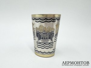 Стопка памятники Санкт-Петербурга. 2 пол. 20 века. Серебро 875 пробы, чернь.