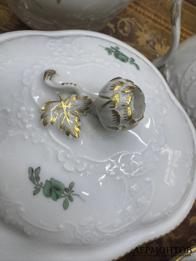 Чайный сервиз на 6 персон с букетами цветов. Фарфор, Meissen, Германия, 20 в.
