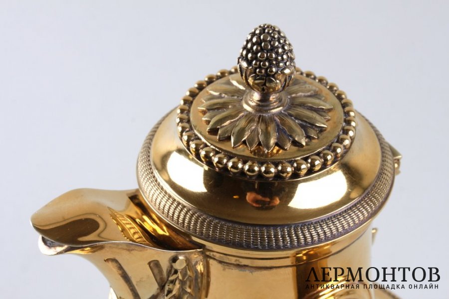 Кофейник в стиле ампир. Aucoc. Серебро 950, золочение. Франция, конец XIX в.