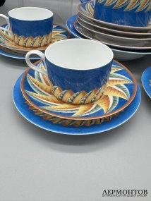Чайный сервиз «Soleil». Фарфор, роспись, Limoges по заказу Lalique, Франция, 20 век