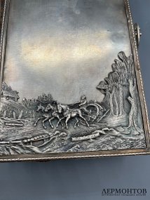 Альбом для фотографий «Русская тройка». Латунь, серебрение, Россия, начало 20 века