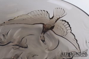 Глубокое блюдо art dеco из коричневого стекла. Verlys. Франция, 1930-е годы