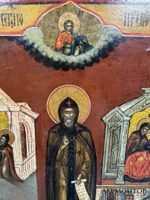 Икона «Житие преподобного Дамиана Целебника». Дерево, темпера, Россия, 19 век